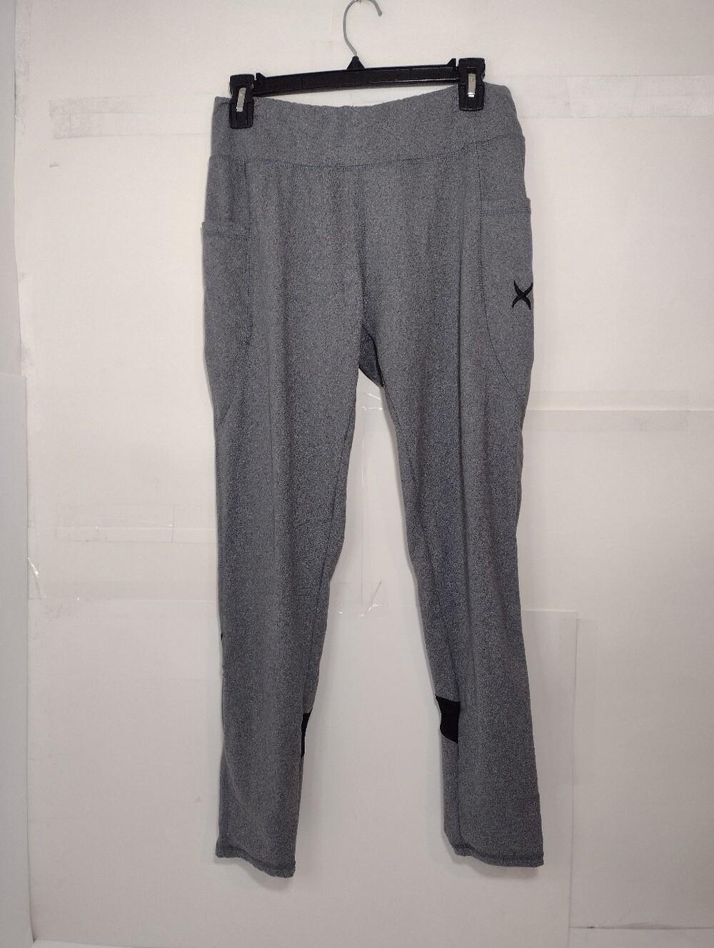 Game Time Heather Gray Athletic Leggings with Side Pockets(L)